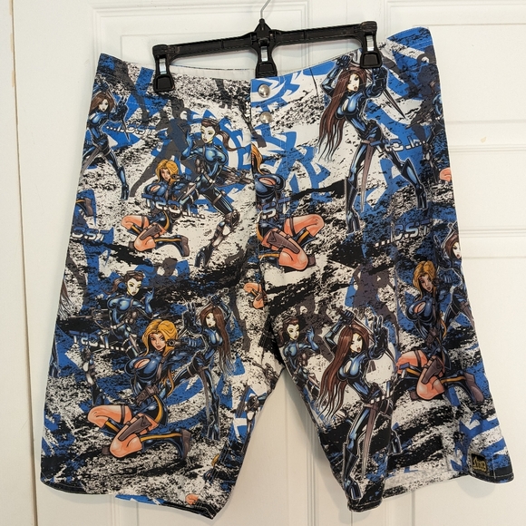 Men's Long Shorts with Wild Fighting Girls Design Lost Enterprises boardshorts - Picture 1 of 5